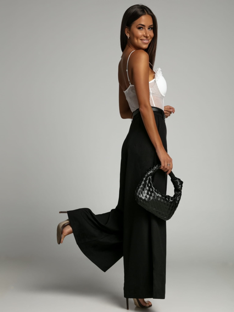 Body z siateczki i z falbanką białe