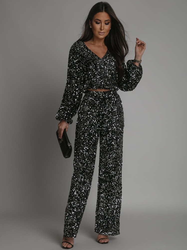 Bluzka sweterkowa cekinowa srebrna PREMIUM