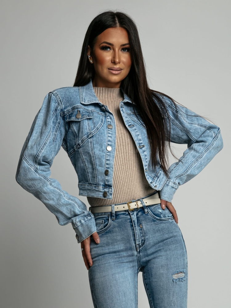 Spodnie jeans dopasowane z przetarciami niebieskie PREMIUM