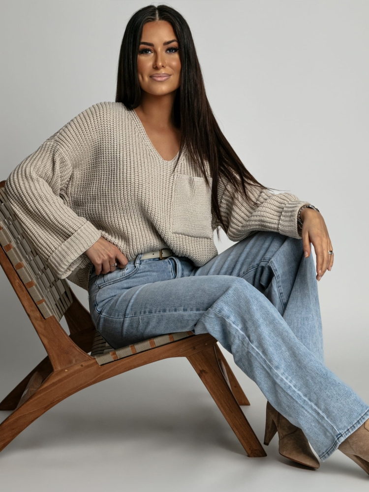 Spodnie szerokie klasyczne wysoki stan jeans niebieskie PREMIUM